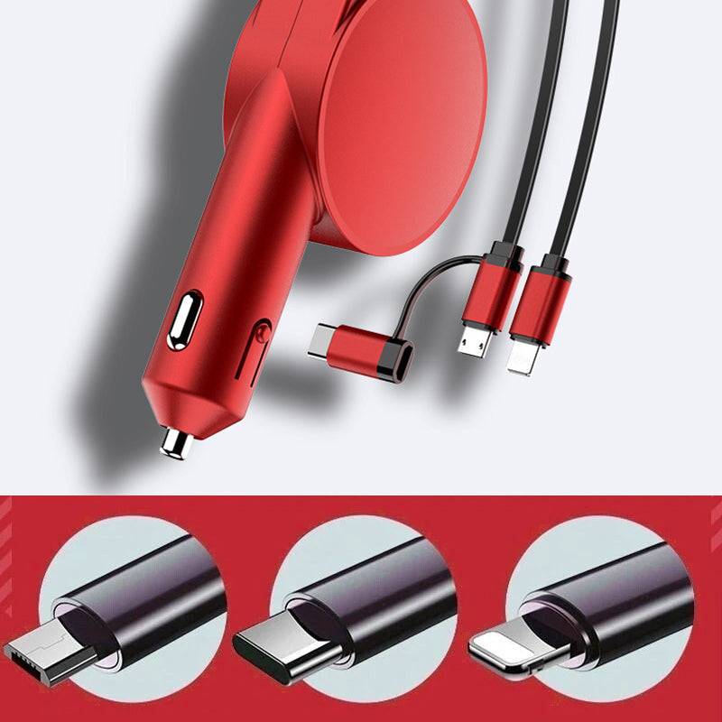 PowerPull 3X™ | 3-in-1 einziehbarer Schnelllade-Autoadapter