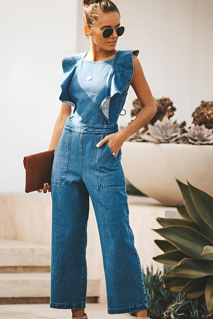 DenimDynasty™ Denim-Overall mit offenem Rücken