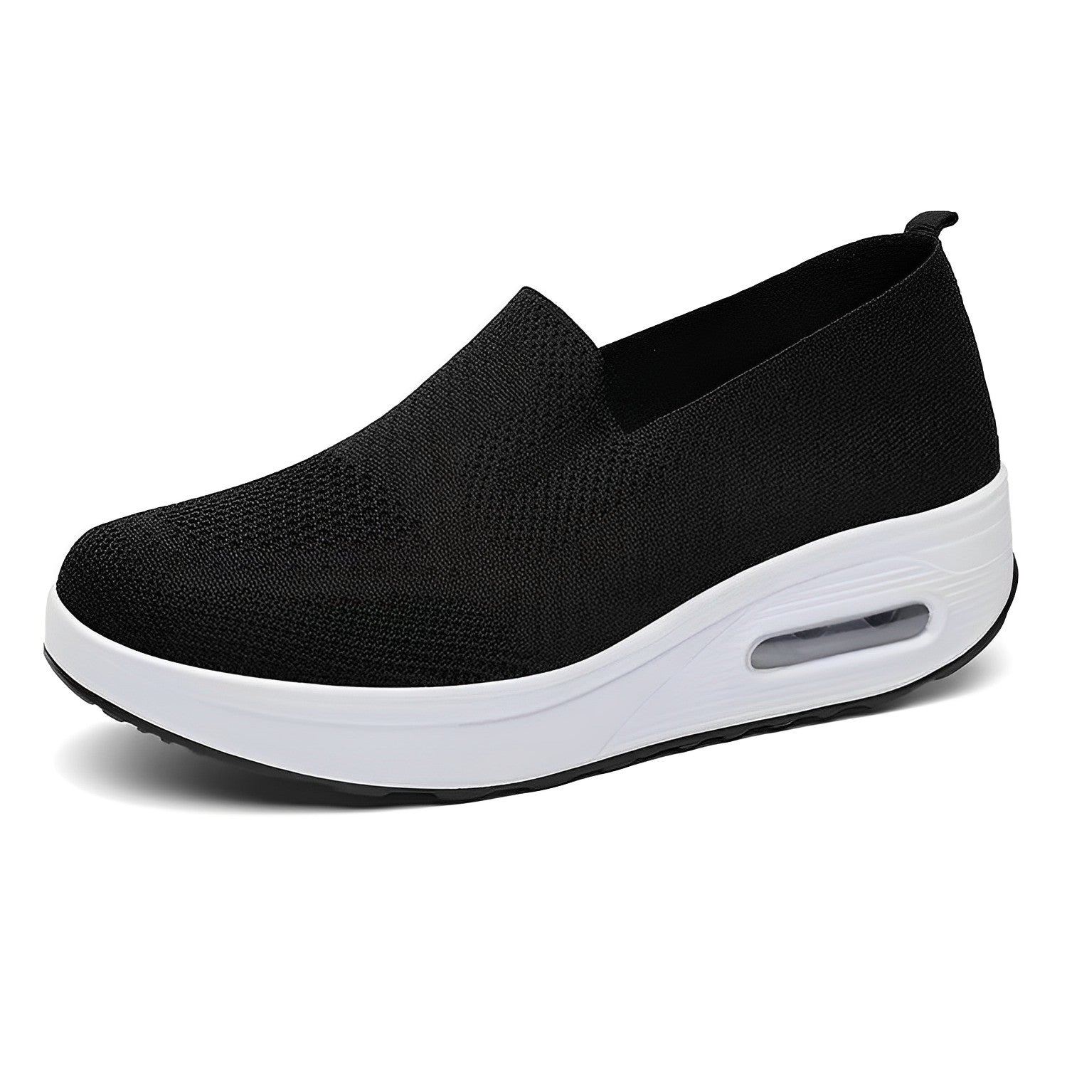 Graue Damen-Slip-On-Sneaker mit dicker Sohle und Luftpolster, atmungsaktiv und bequem