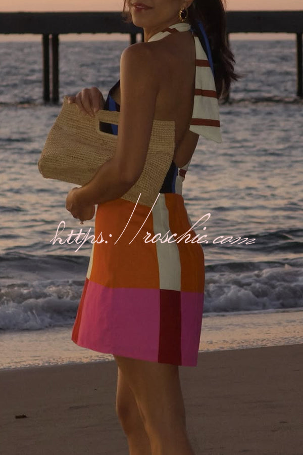 50% RABATT | Lacelure™ | Jeniah Colorblock Halter Minikleid