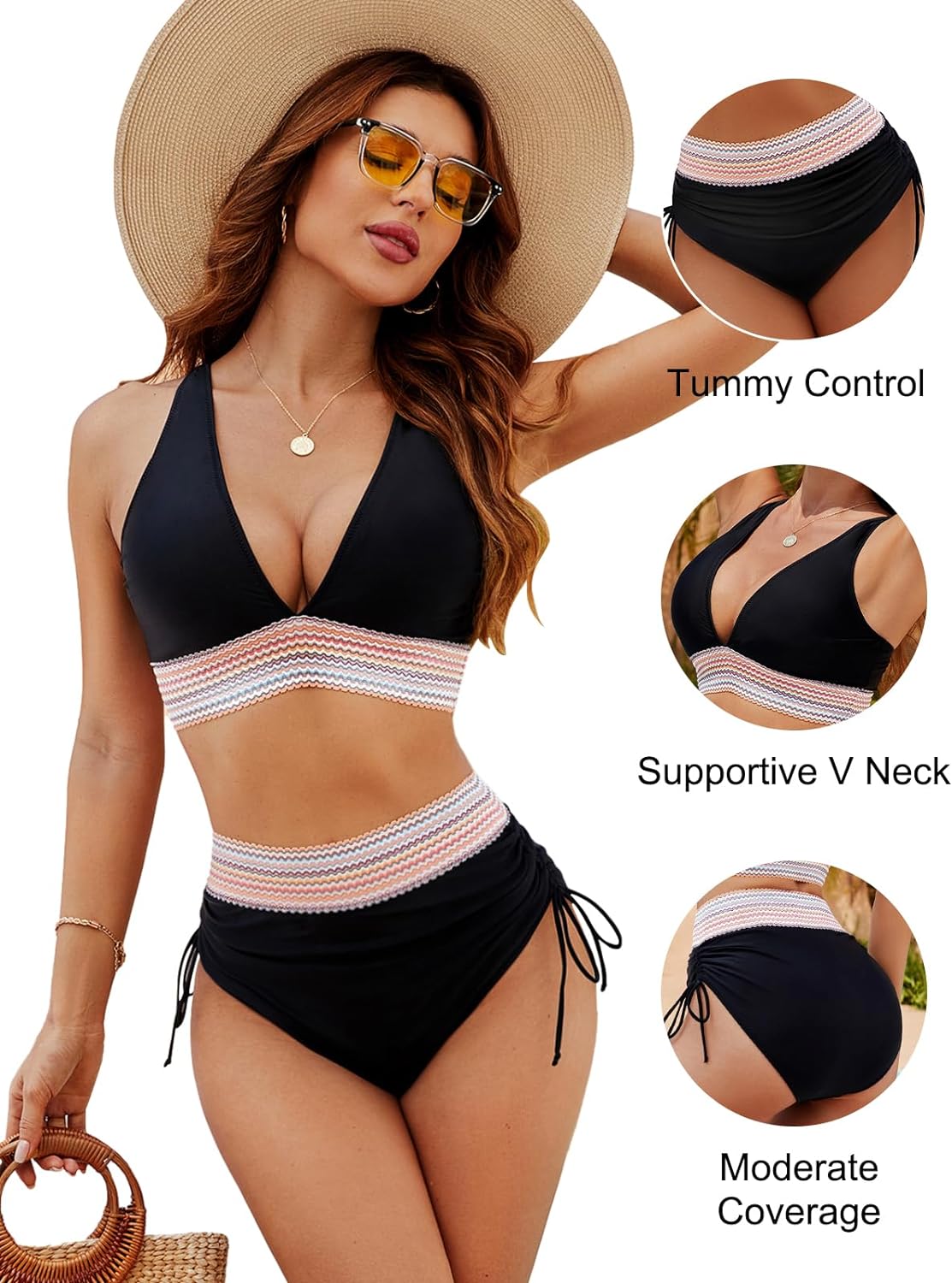 Zenvada | Bikini-Sets mit hoher Taille und Bauchansatz