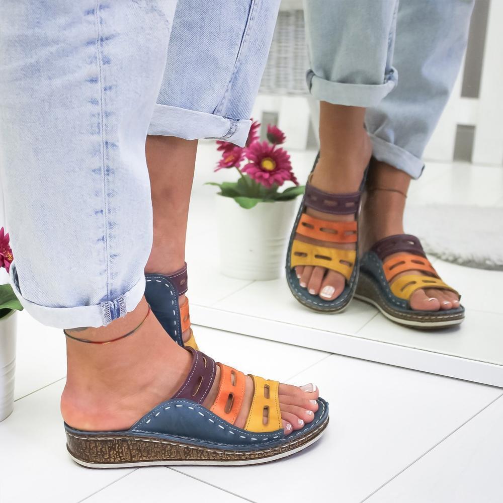 TrioStep™ | Damen-modische-drei-Farbe-Nähen-Sandale