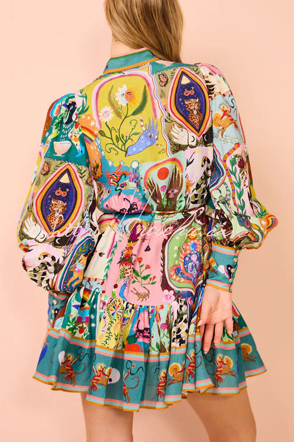 LuxeMuse™ | Luxus Print Ballonärmel Minikleid
