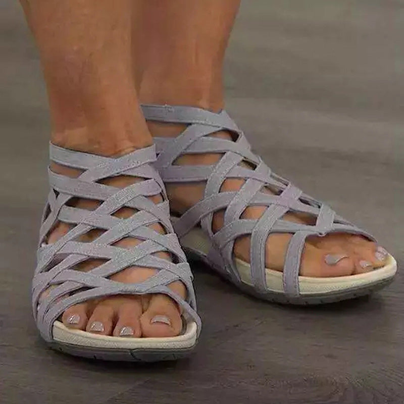 Runder Zehenpartie | Hohle römische Gladiator-Sandalen