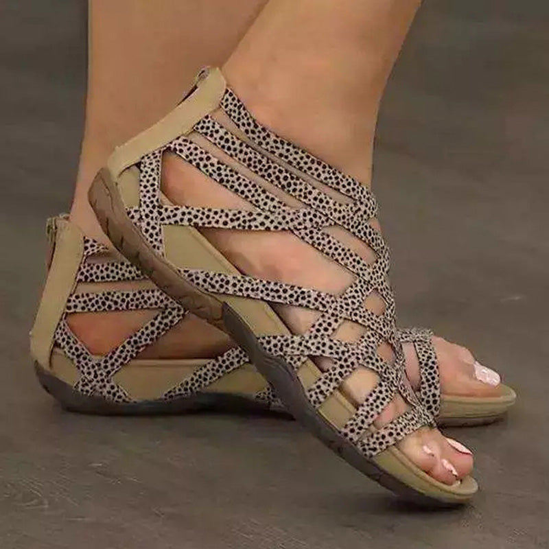 Runder Zehenpartie | Hohle römische Gladiator-Sandalen