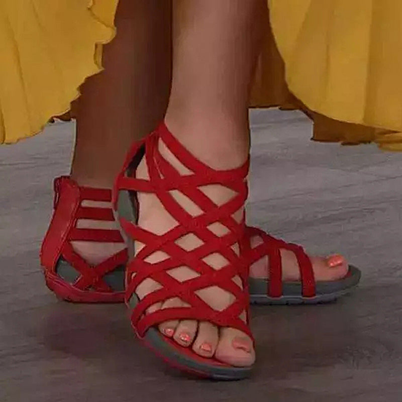 Runder Zehenpartie | Hohle römische Gladiator-Sandalen