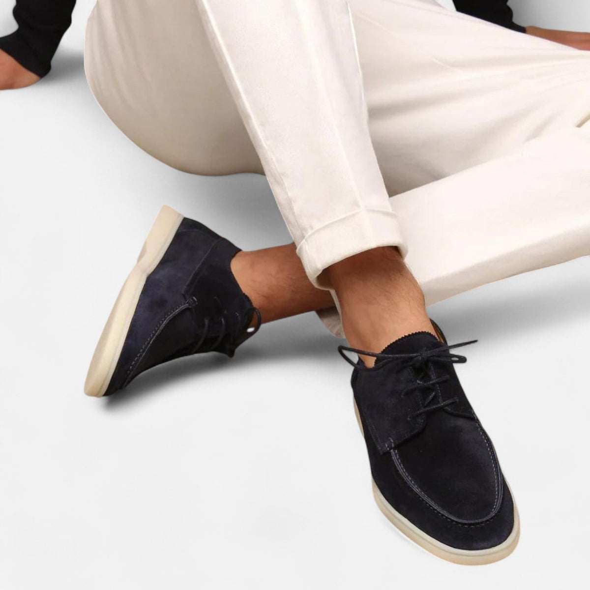 Image showcasing Suede loafers for men with laces – Refined craftsmanship, effortless s