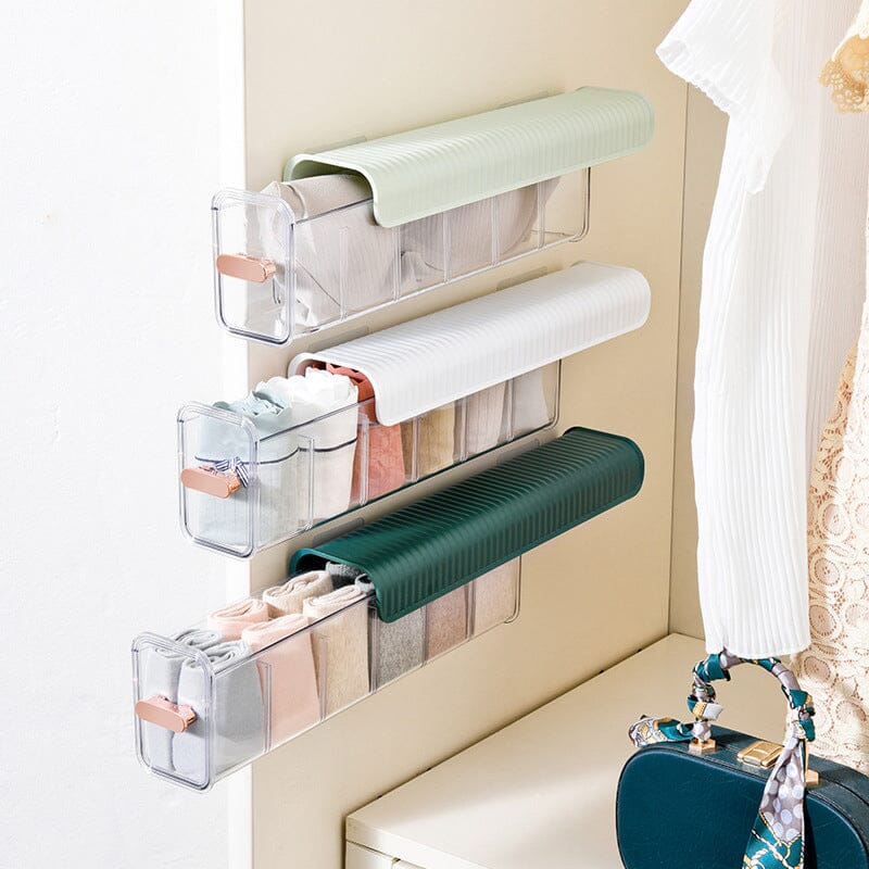 Wandorganizer mit Schubladen – transparente Aufbewahrungsboxen mit Deckel für Kleidung, Socken und Unterwäsche, platzsparendes Ordnungssystem für Kleiderschrank