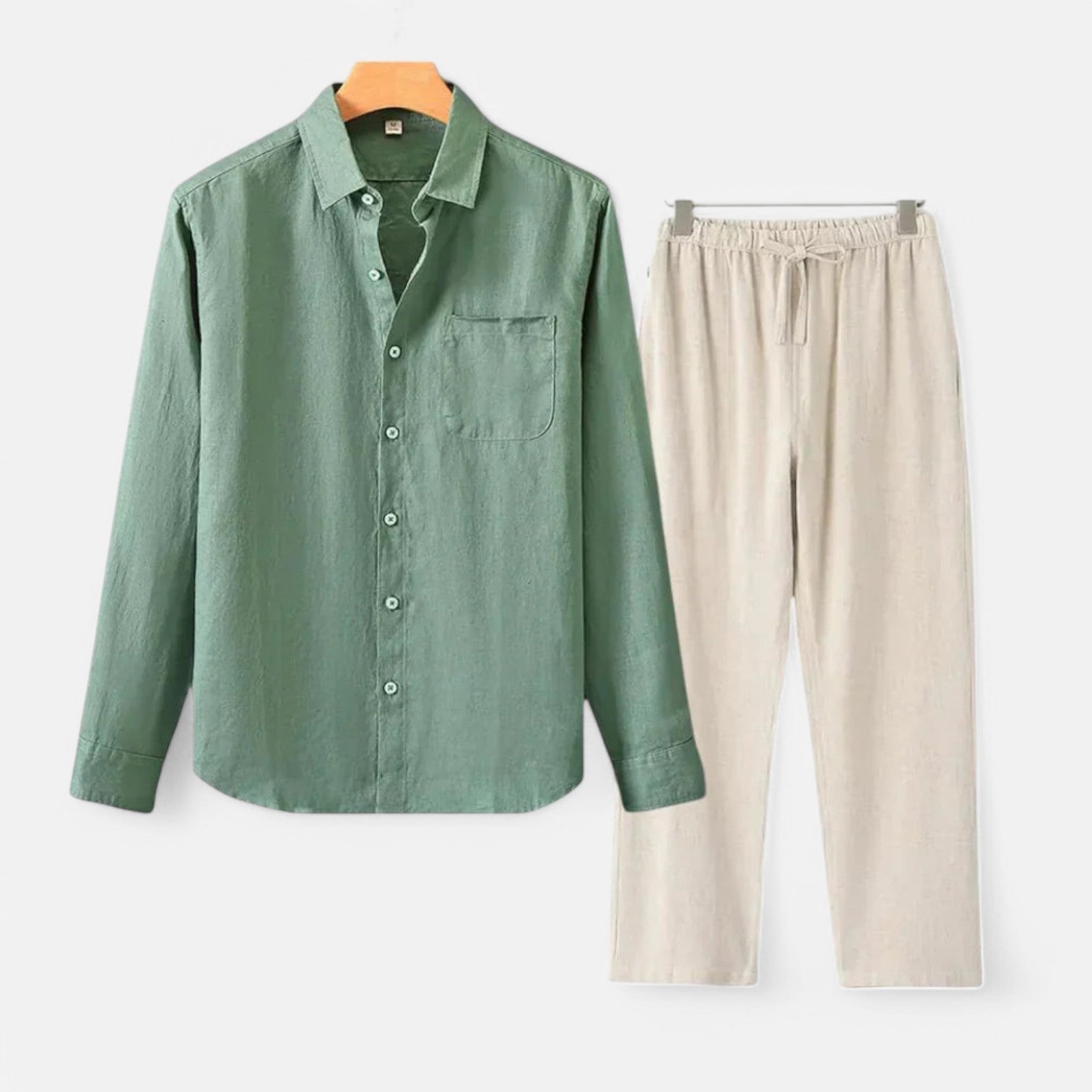 Long Sleeve Linen Blend Shirt
