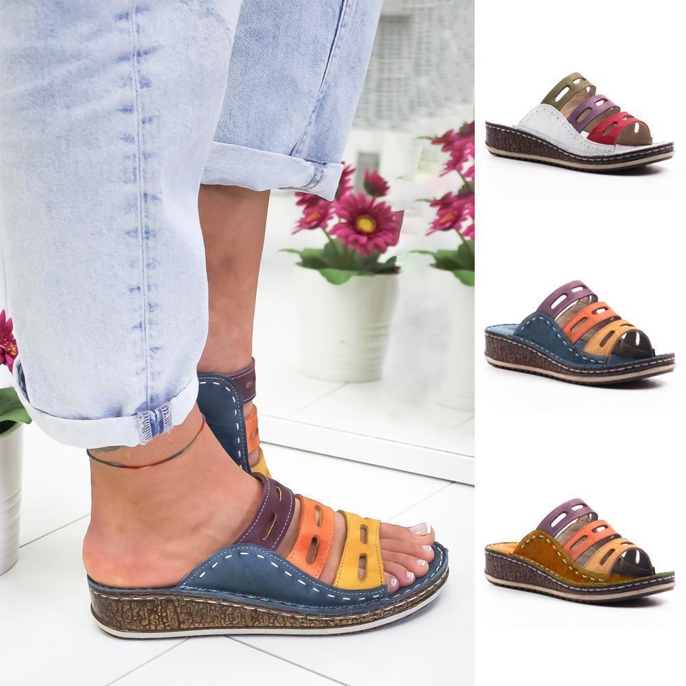 TrioStep™ | Damen-modische-drei-Farbe-Nähen-Sandale
