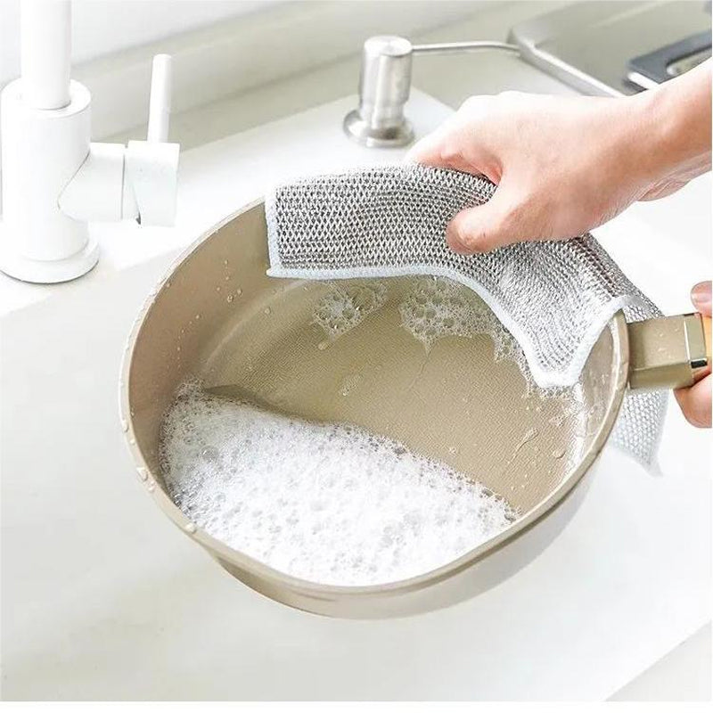 FlexClean Reinigungstuch kratzfrei, wiederverwendbarer Scheuerschwamm für Küche, Edelstahl, Töpfe, Pfannen und Herdplatten, entfernt hartnäckigen Schmutz