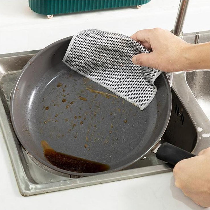 FlexClean Reinigungstuch kratzfrei, wiederverwendbarer Scheuerschwamm für Küche, Edelstahl, Töpfe, Pfannen und Herdplatten, entfernt hartnäckigen Schmutz