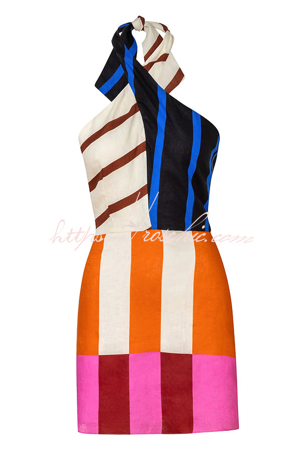 50% RABATT | Lacelure™ | Jeniah Colorblock Halter Minikleid