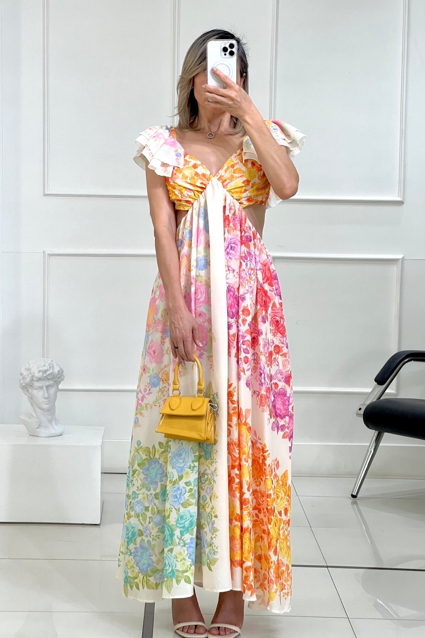 Zenvie™ | Blumen Maxi Kleid mit Rückenausschnitt
