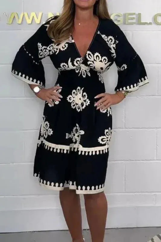 Luisa™ - Bedrucktes Kleid mit V-Ausschnitt
