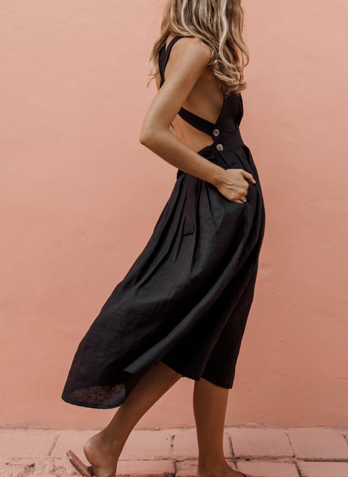 Chic-Chiffon-Kleid | Rückenfreies Sommerkleid mit Spitze