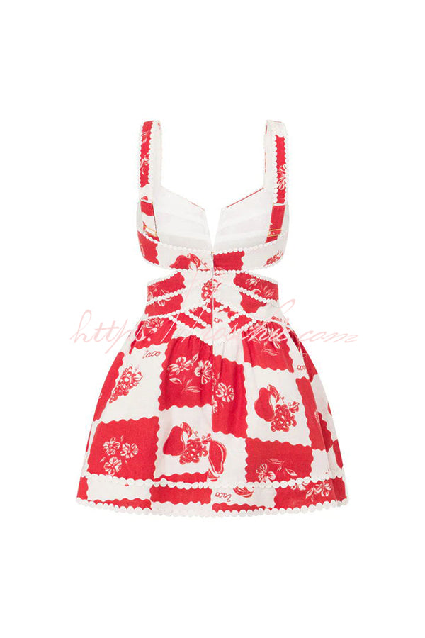50% RABATT | BlossomRaya™ | Lucia Leinen Cutout Minikleid mit Zierborte