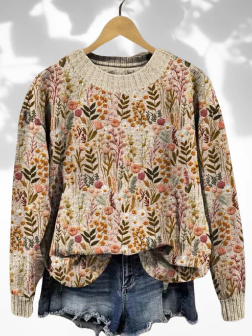 Eleonora - Bequemer geblümter Pullover