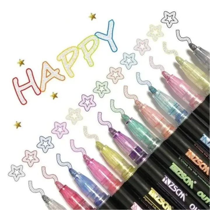2+1 Gratis | ShineCraft® | Metallic-Marker-Set für Beschriftungen, Tagebücher und Dekoration