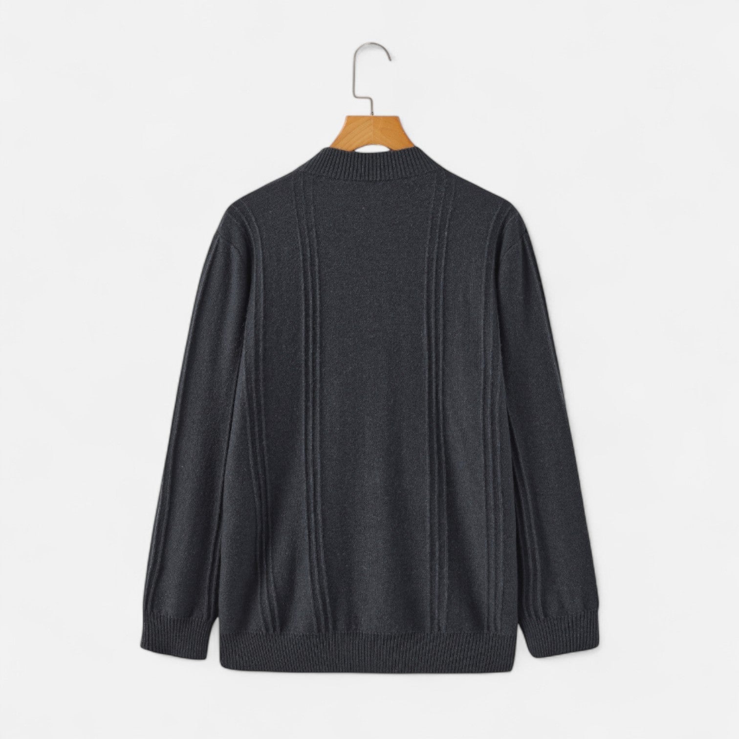 Men's Ribbed Half-Zip Cashmere - 100% Pure Cashmere, Discreet Luxury in Motion