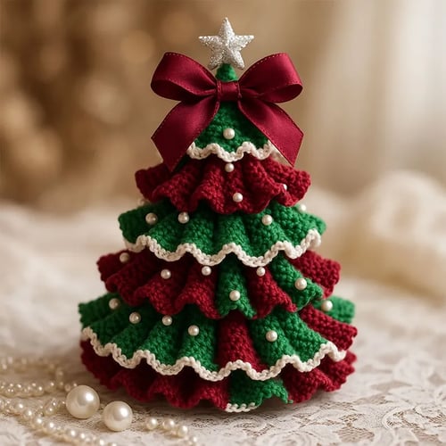 1+1 GRATIS | KnitGlow® DIY Häkelbaum-Set – Handgemachte Weihnachtsdeko mit Herz