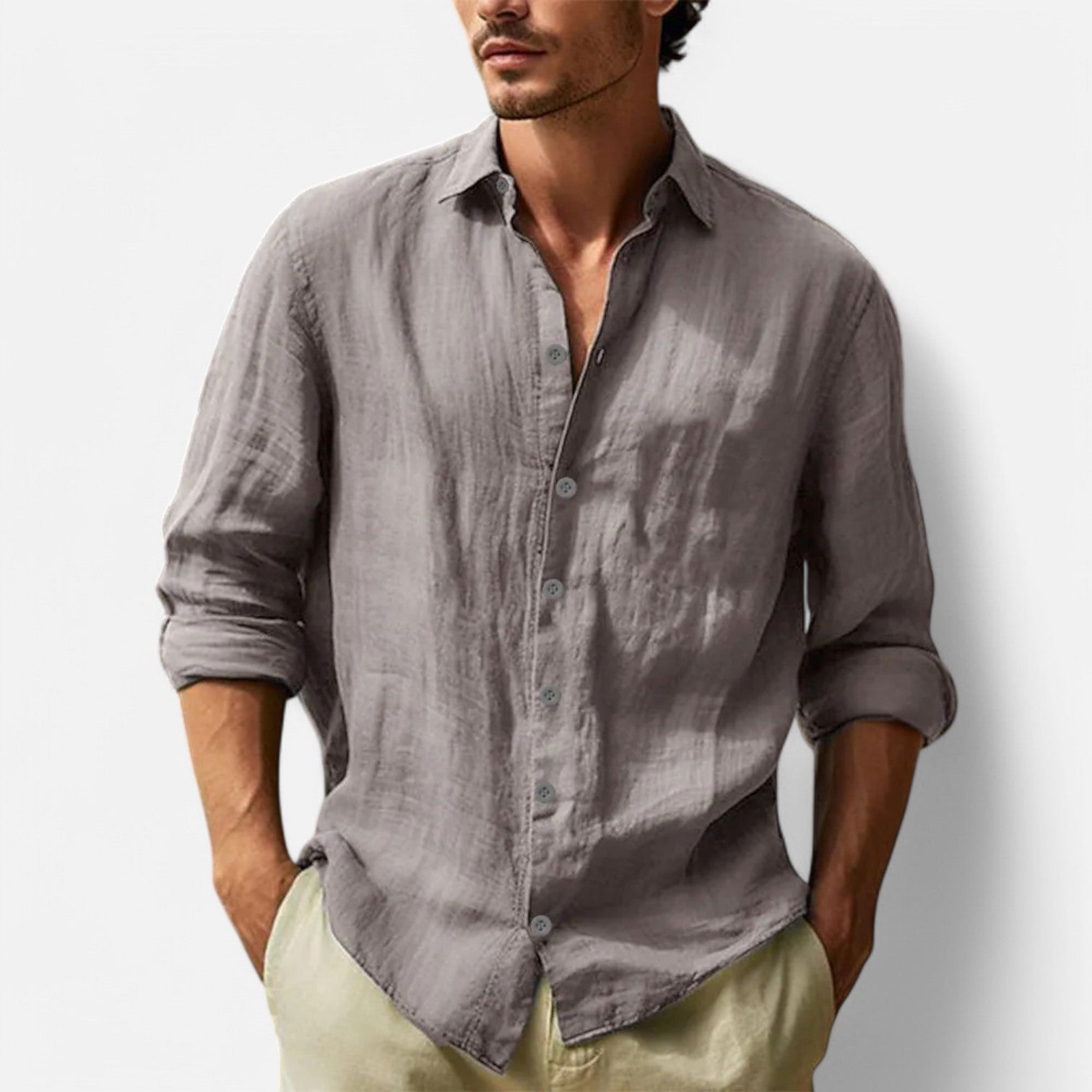 Hawaiian Shirt in Cotton and Linen for Men