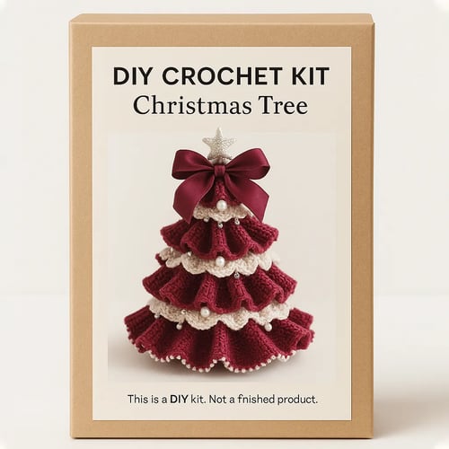 1+1 GRATIS | KnitGlow® DIY Häkelbaum-Set – Handgemachte Weihnachtsdeko mit Herz
