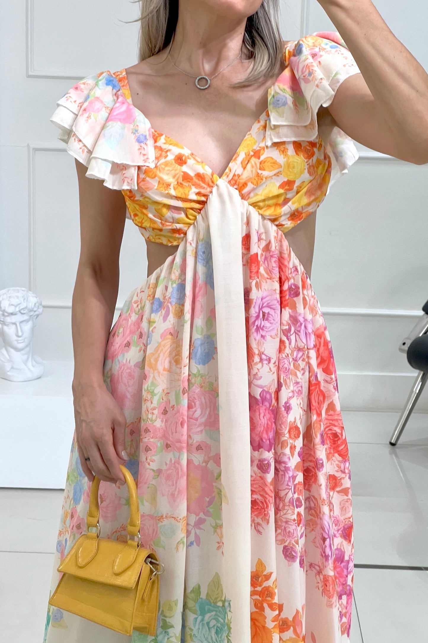 Zenvie™ | Blumen Maxi Kleid mit Rückenausschnitt