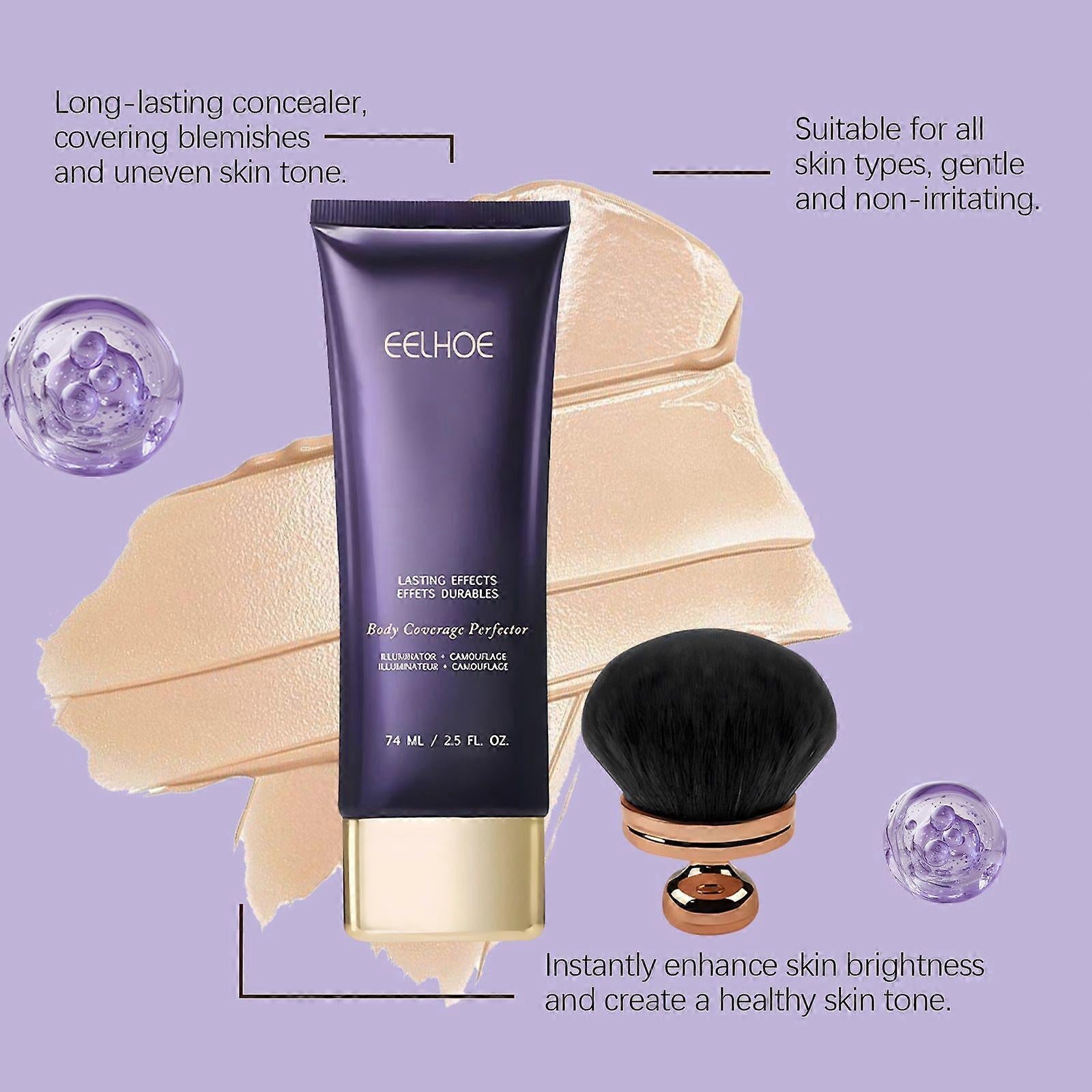Eelhoe Body Coverage Perfector – Abdeckcreme für Körper und Gesicht, 74 ml, mit Verpackung und Make-up-Pinsel