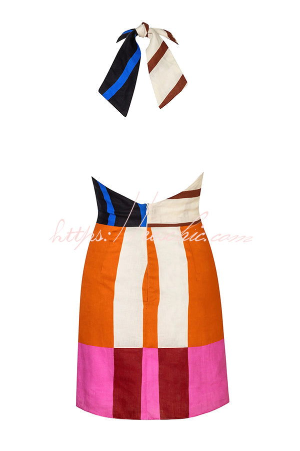 50% RABATT | Lacelure™ | Jeniah Colorblock Halter Minikleid