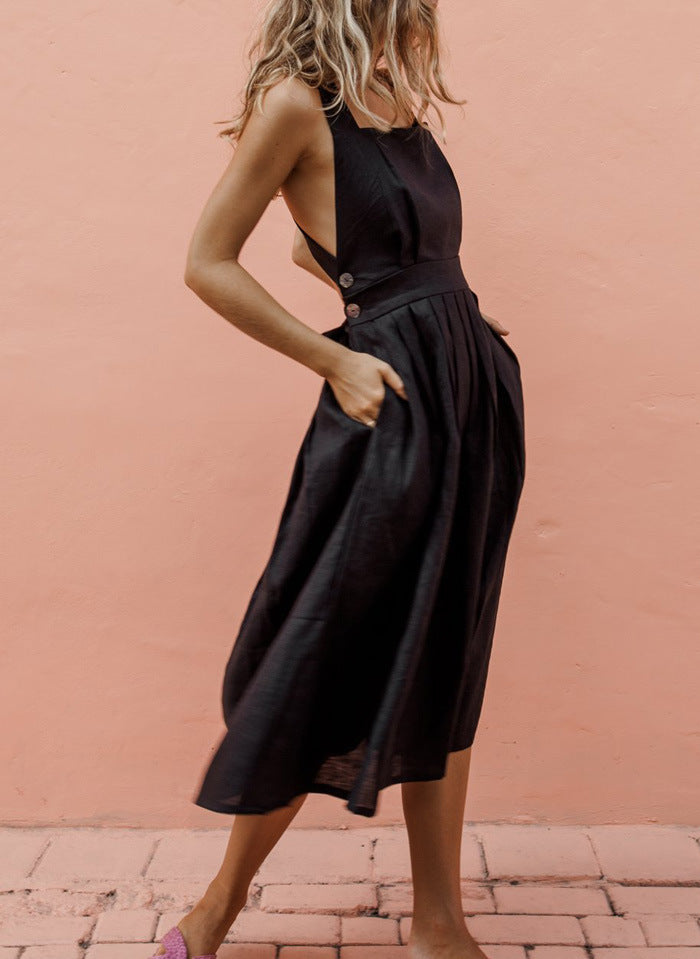 Chic-Chiffon-Kleid | Rückenfreies Sommerkleid mit Spitze