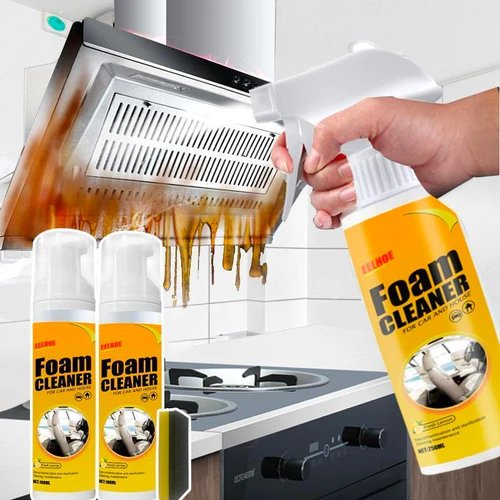 Kitchen foam cleaner spray – powerful grease remover for stovetops, range hoods, and appliances