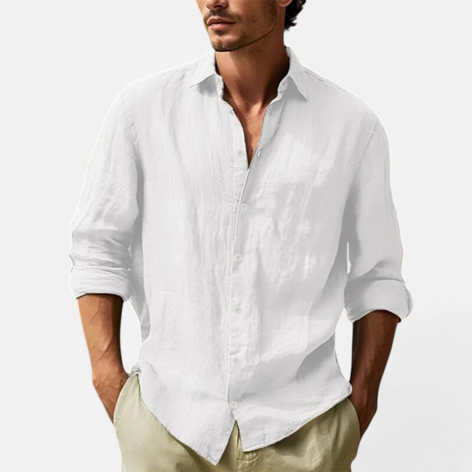 Hawaiian Shirt in Cotton and Linen for Men