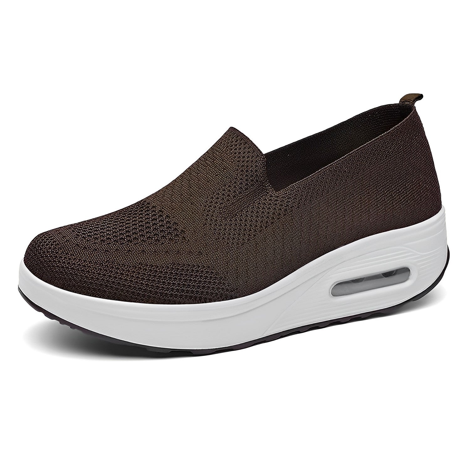 Graue Damen-Slip-On-Sneaker mit dicker Sohle und Luftpolster, atmungsaktiv und bequem