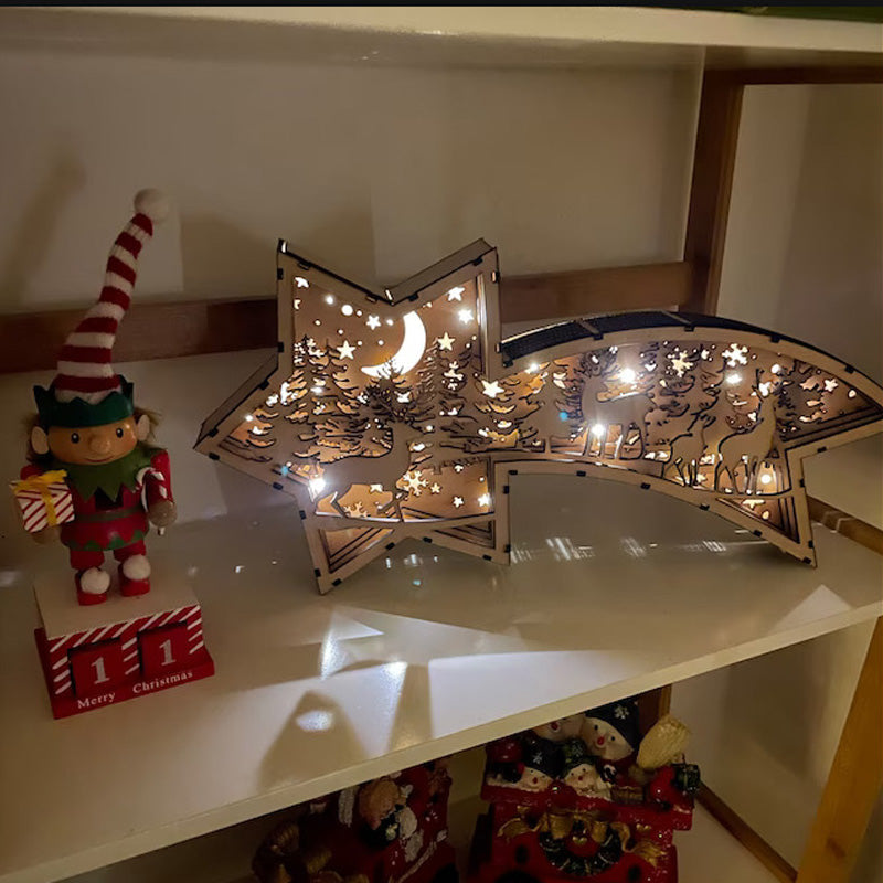 LumiStar® | WoodGlow LED-Sternlampe – Gemütliche Weihnachtsdekoration aus Holz