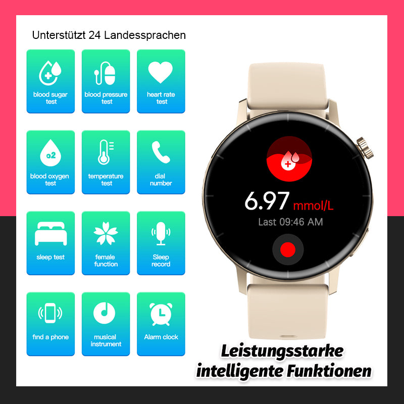 Fitnova™ | Sportuhr mit Herz & Blutzucker-Messung, Bluetooth