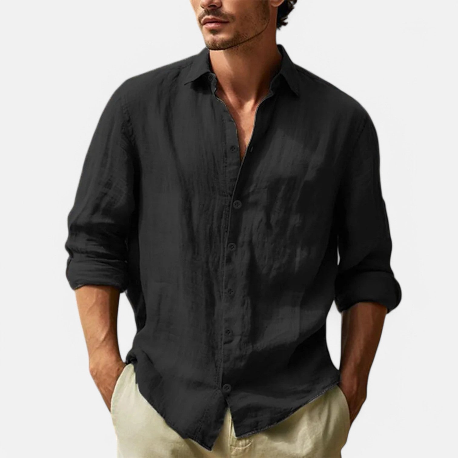 Hawaiian Shirt in Cotton and Linen for Men