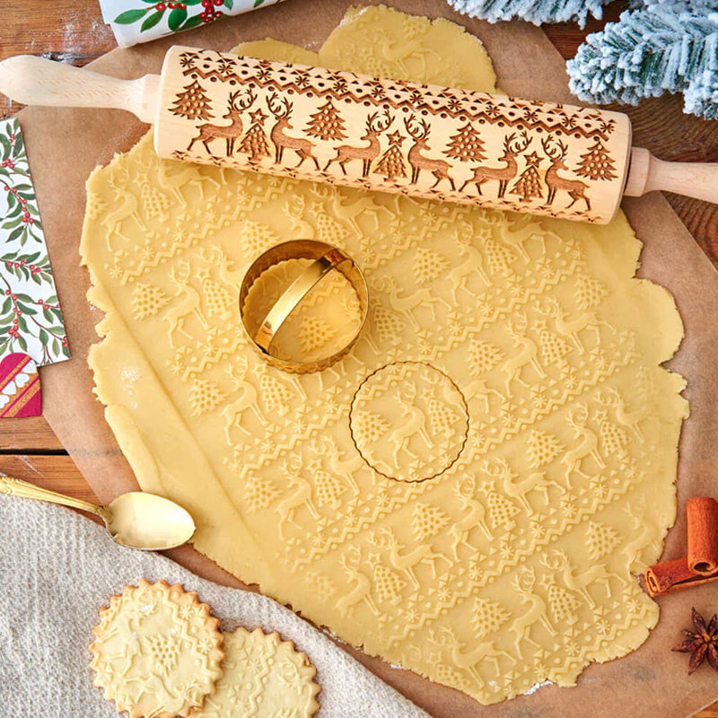 HolidayCarve® | PatternRod Baking Pattern Rod – Festive Embossing for Cookies