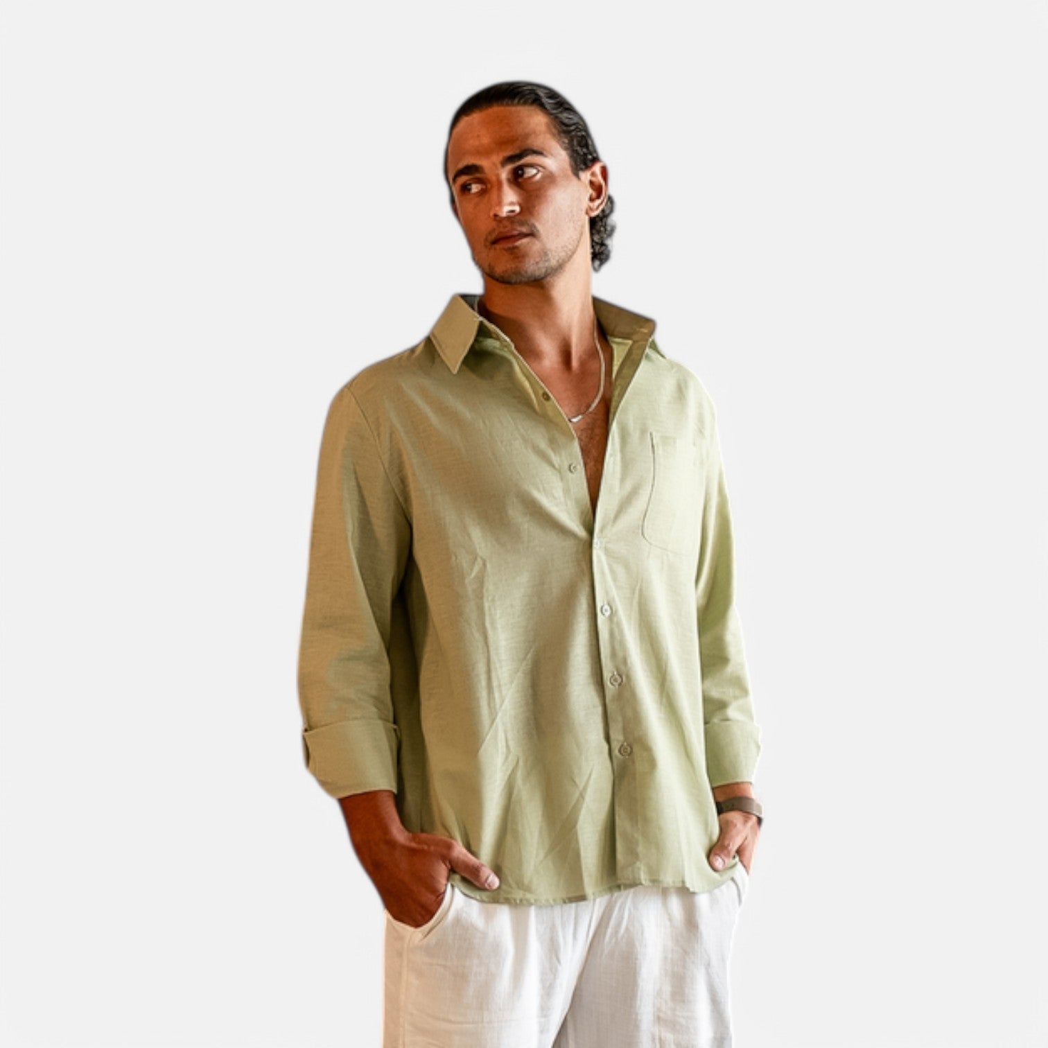 Pure Linen Long Sleeve Shirt for Men