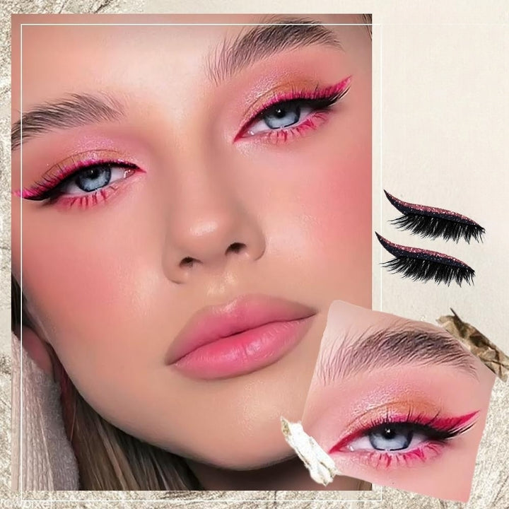 Glitzer-Eyeliner und künstliche Wimpern für dramatische Augen-Make-up-Looks