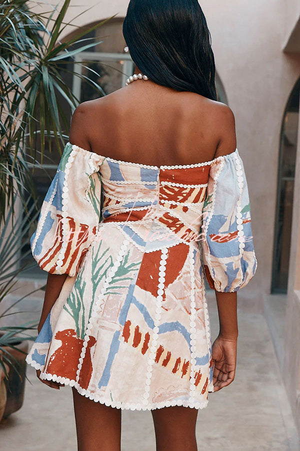 RicRaya™ | Como Leinen Puffärmel Kleid
