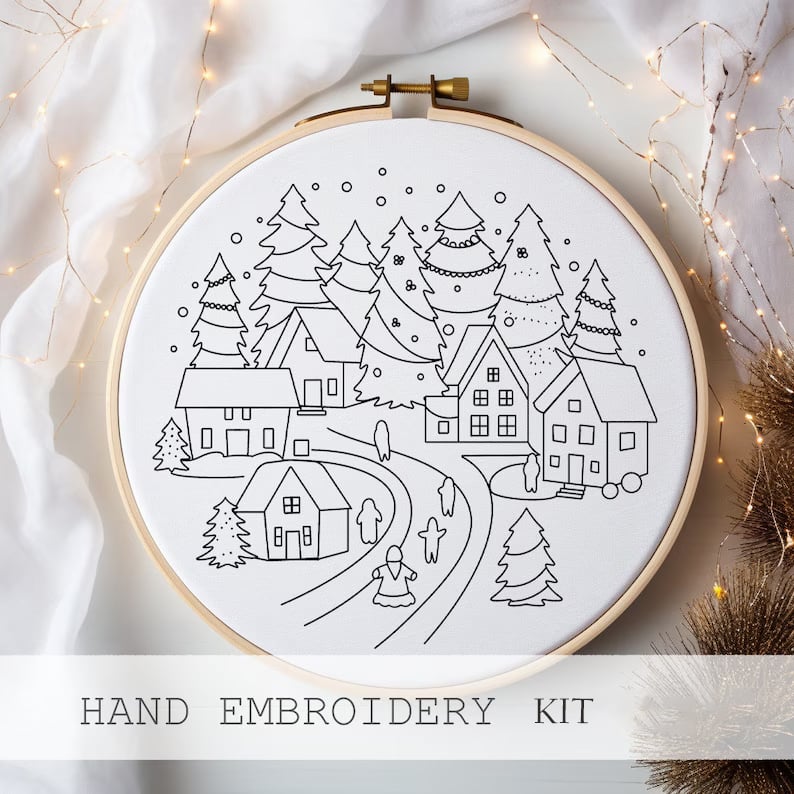 FrostMuse® | StitchScape Stickset – gemütliche Stickkunst für die Feiertage