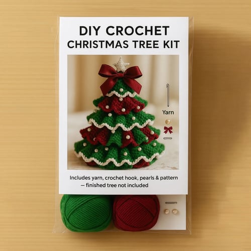1+1 GRATIS | KnitGlow® DIY Häkelbaum-Set – Handgemachte Weihnachtsdeko mit Herz