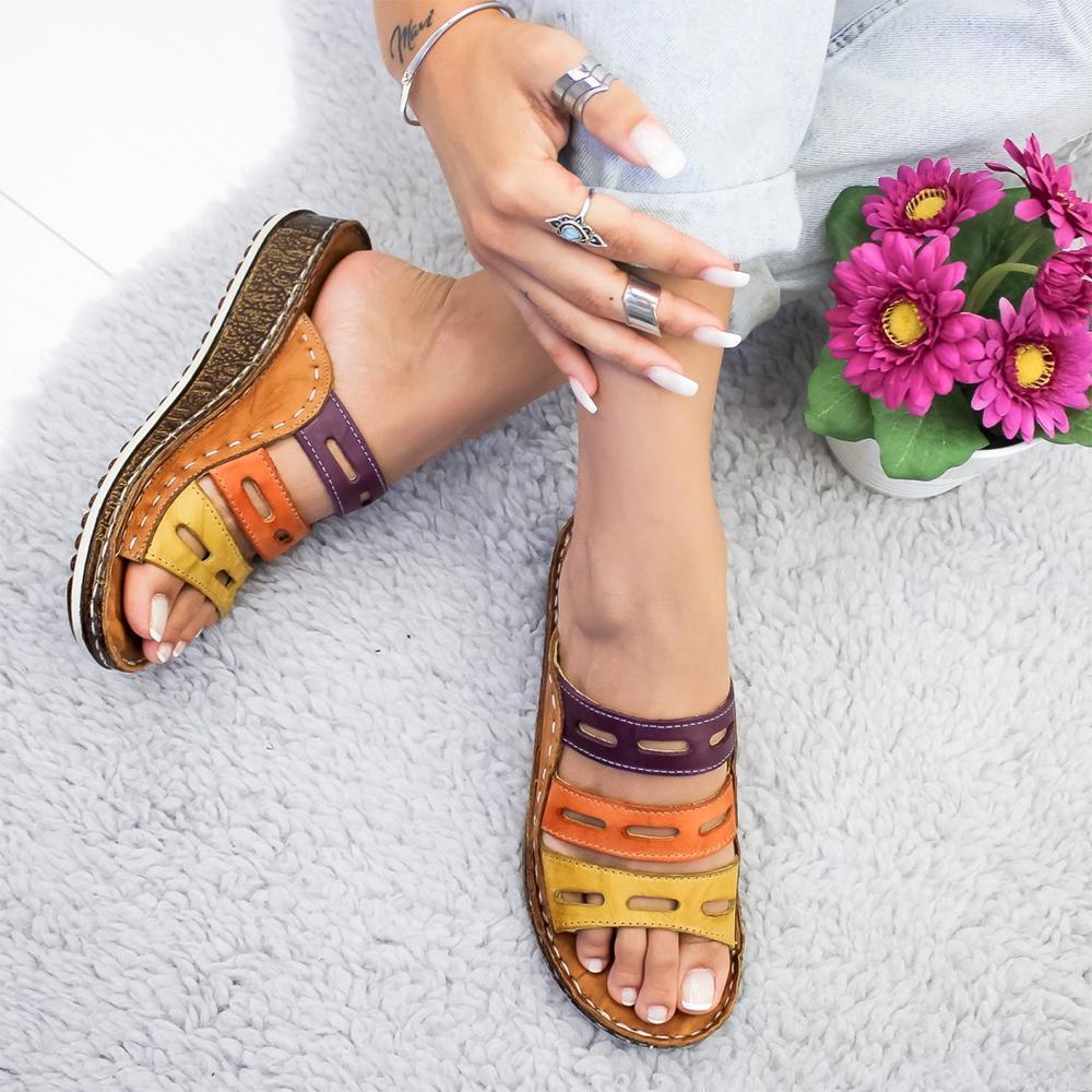 TrioStep™ | Damen-modische-drei-Farbe-Nähen-Sandale