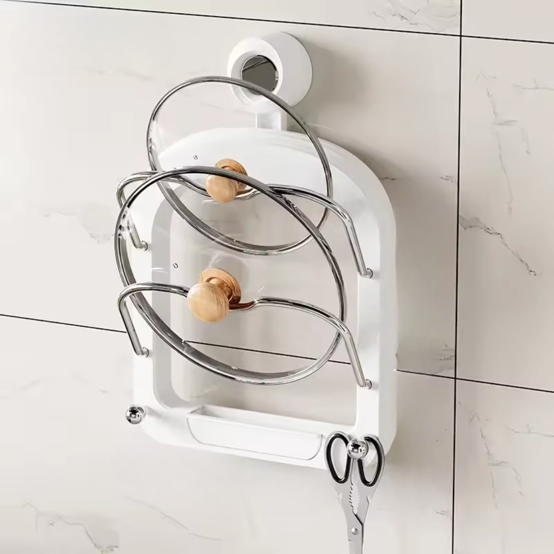WallHub™ | Wandhalterung für Topfdeckel & Handtücher – Bohrenfrei, Platzsparend & Extra Stark dank Saugnapf