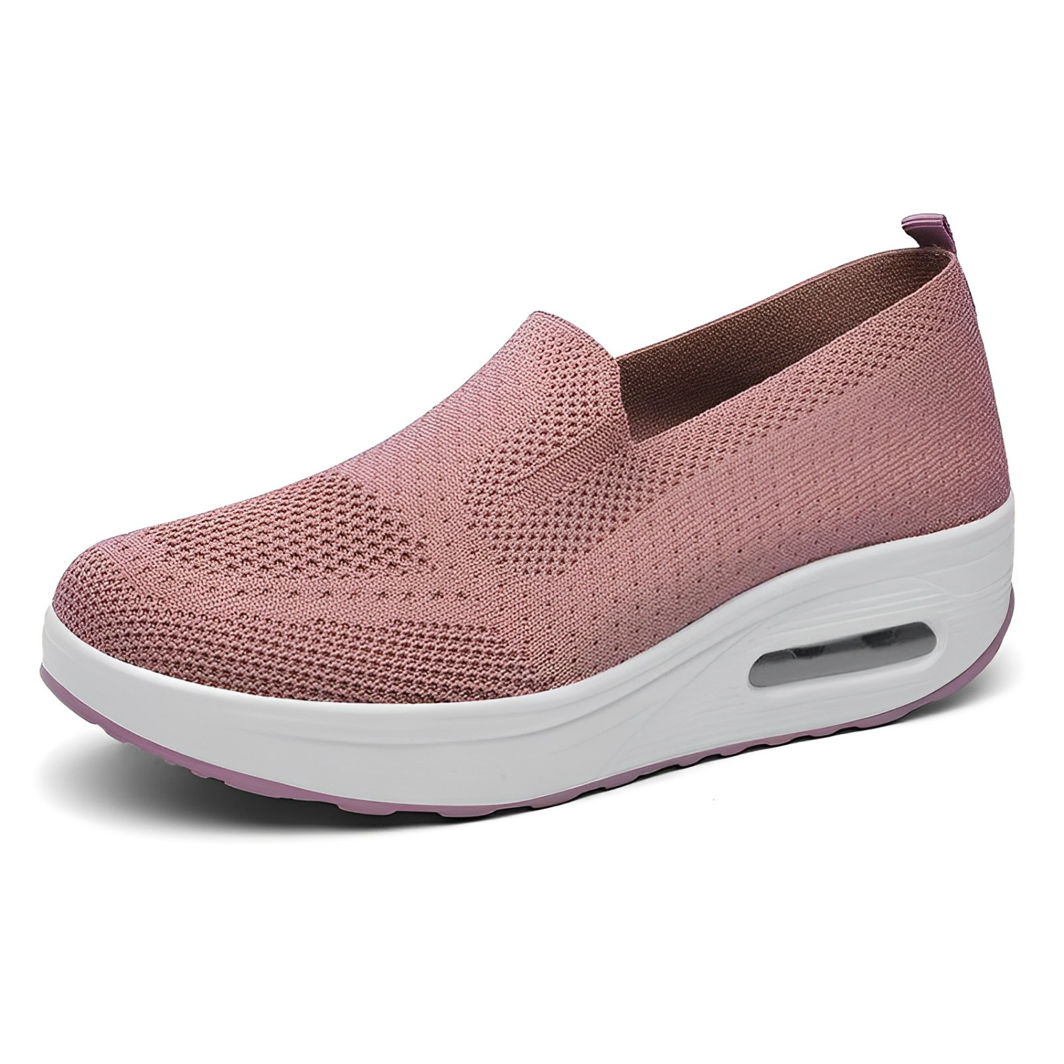 Graue Damen-Slip-On-Sneaker mit dicker Sohle und Luftpolster, atmungsaktiv und bequem