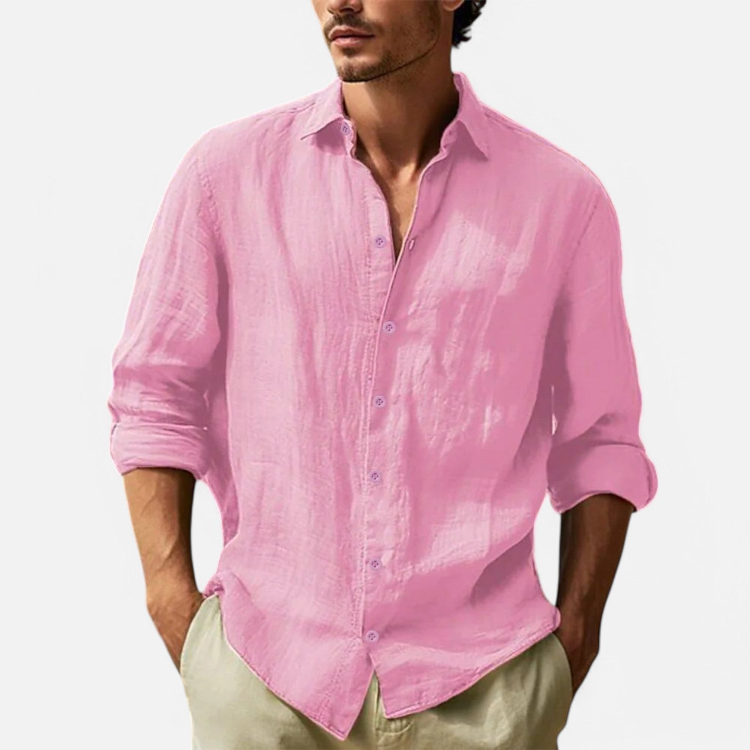 Hawaiian Shirt in Cotton and Linen for Men