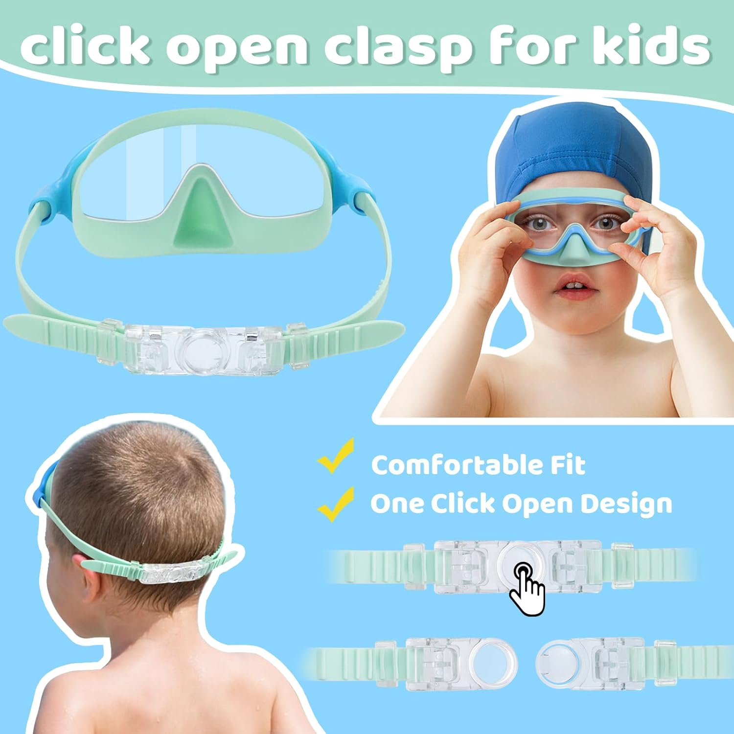 1+1 Gratis | EverDry™ | HD-Großrahmen-Schwimmbrille für Kinder