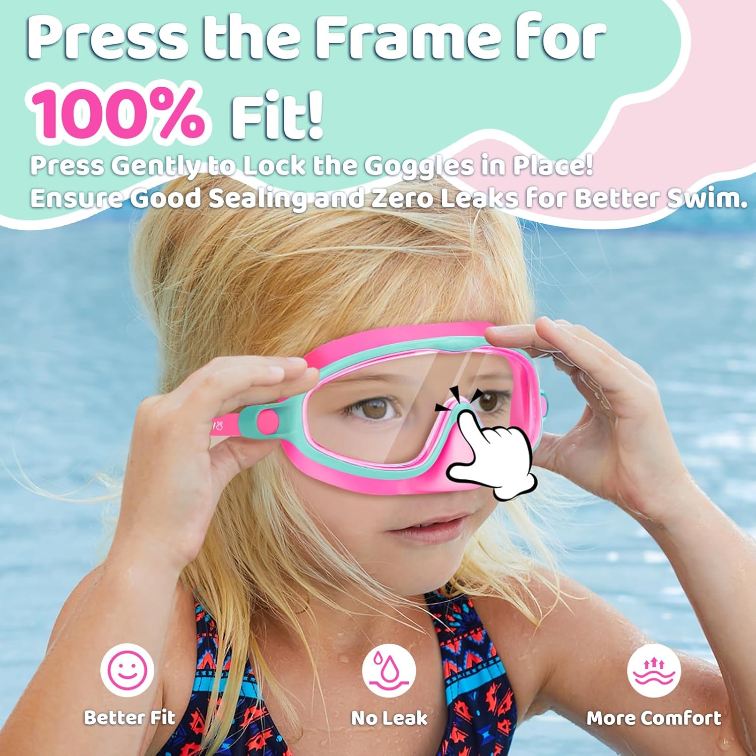1+1 Gratis | EverDry™ | HD-Großrahmen-Schwimmbrille für Kinder