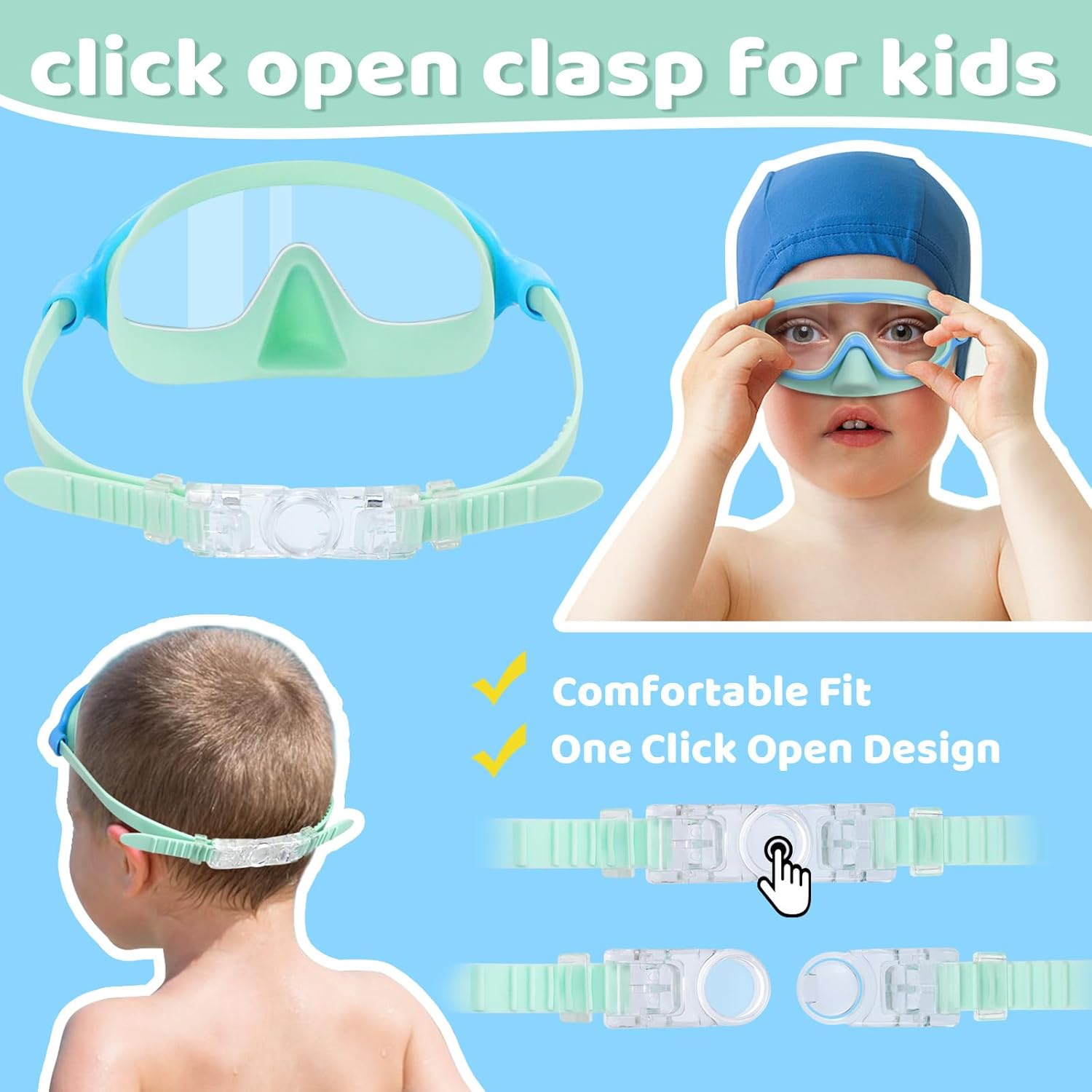 1+1 Gratis | EverDry™ | HD-Großrahmen-Schwimmbrille für Kinder